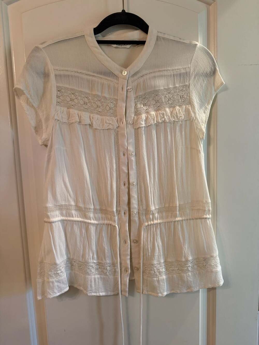 Naf Naf Size 38 White Button Up Blouse